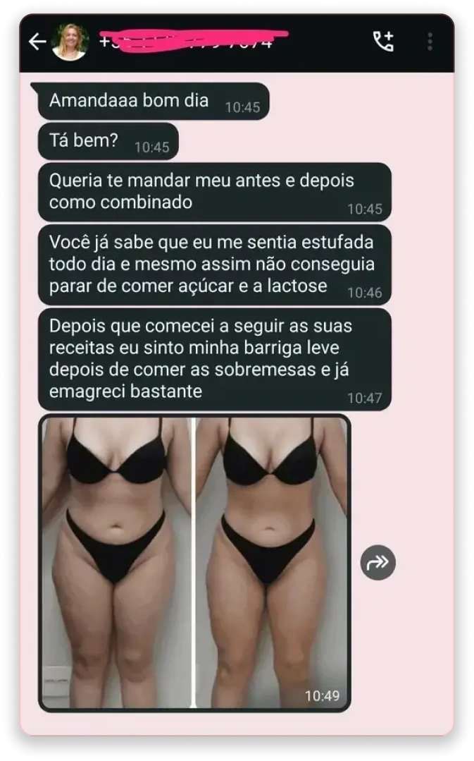 Depoimento de aluna no WhatsApp